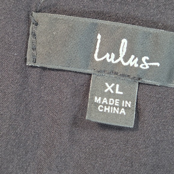 Lulus Floral Clip Dot Smocked Tiered Mini Dress XL Black Puff Sleeve Chiffon - Picture 5 of 16